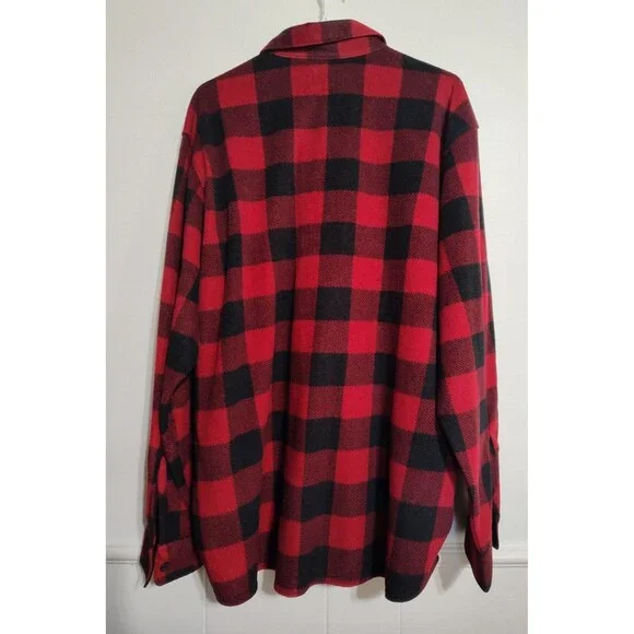 Wrangler Authentics Buffalo Plaid Fleece Shirt Long Sleeve Red Black Mens XL - Picture 6 of 6